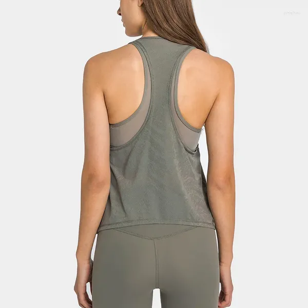 Camisas activas de malla de yoga camisetas sin mangas empotradas