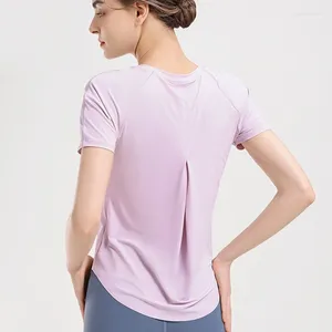 Actieve shirts Pilates Tops Yoga Training Wear Ladies Gym dames sportblouses roze paarse beige t-shirt gele zwarte t-shirts kleding