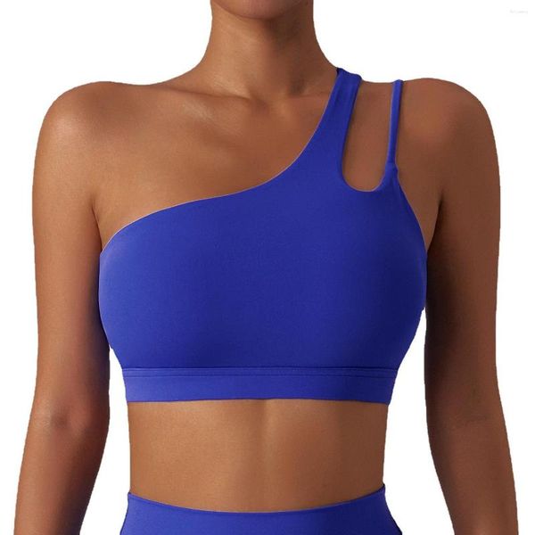 Camisas activas para mujer, chaleco Sexy de una sola correa, camiseta sin mangas para Fitness, Sujetador deportivo para correr, gimnasio, ropa interior elástica, almohadilla para el pecho para Yoga