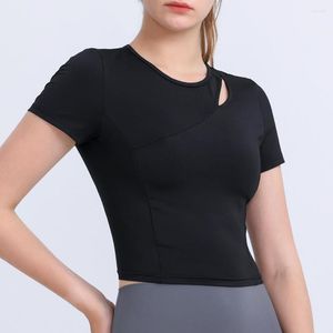 Chemises actives à manches courtes haut de sport femme T-shirt de gymnastique Fitness Pilates vêtements exercice Yoga porter des T-shirts d'été noirs