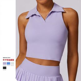 Chemises actives Sport Tank Top Femmes Polo Vest Shirt Tennis Vêtements Yoga Gym de course Running Training Suit 2024 Purple Badminton Wear Casual