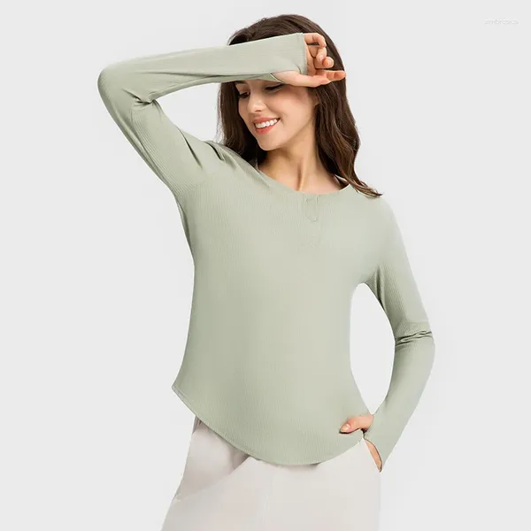 Chemises actives T-shirt de sport femmes vêtements de Yoga en cours d'exécution en vrac séchage rapide entraînement à manches longues chemisier mince Fitness hauts vêtements de sport