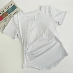 Chemises actives T-shirts de sport femme chemise de gymnastique 2024 rembourrage Pilates hauts vêtements de yoga Lycra Sport haut vêtements de fitness vêtements d'entraînement blanc