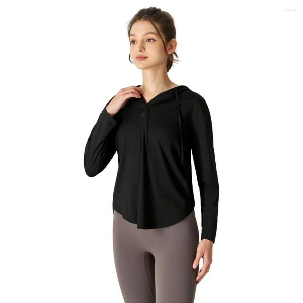 Camisas activas Viento deportivo Manga larga Versátil Ropa de secado rápido transpirable para mujer Diseño con capucha Bata superior