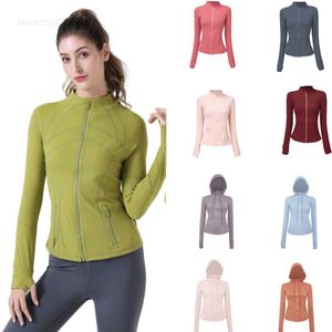 Actieve shirts T-shirts Yoga Fitness Outfit Lulemen Dames Designer Sportjack Opstaande kraag Halve rits Lange mouw Strak Yogashirt Gym Duim Sportjas Kleding