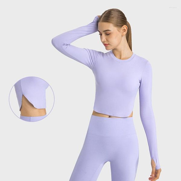 Chemises actives avec logo femmes entraînement Yoga T- soutien-gorge intégré mince à manches longues corps sport débardeurs dames Fitness Blouses vêtements de gymnastique