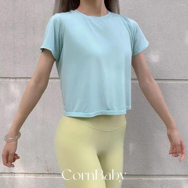 Chemises actives Femmes Action toujours à manches courtes Summer Summer Loose High Elastic Breathable Sports Yoga Dance Gym T-shirt