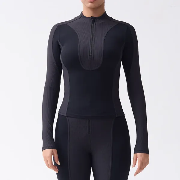 Chemises actives pour femmes, demi-fermeture éclair, séchage rapide, pull de sport, Fitness, Yoga, chemise à manches longues, musculation, combinaisons de Ski