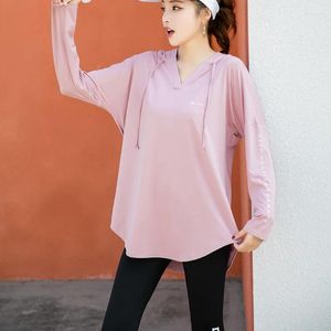 Chemises actives femmes libéralement perméabilité séchage rapide Yoga mode décontracté chemisier à capuche Fitness course sport Pilates vêtements
