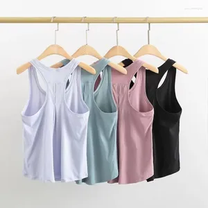 Chemises actives Femmes Loose Fit Tank Crop Tank Sports Sans manches Viette Solide Solide Séchure Running Exercice Ftness Tops