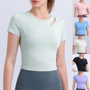 Camisas activas para mujer, ropa de gimnasio, Top corto de manga corta, camiseta deportiva para Fitness, Yoga, correr, ropa deportiva de entrenamiento de verano