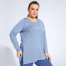 Chemises actives femmes grande taille à manches longues Yoga Fitness serré respirant haut de sport T-shirt à séchage rapide hauts d'entraînement pour les femmes