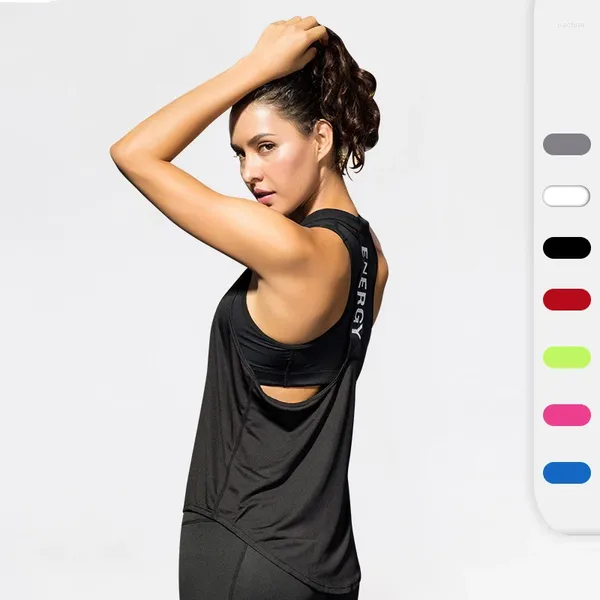 Camisetas activas para mujer, chaleco de yoga sin mangas, espalda sexy irregular, camiseta holgada para correr, camiseta sin mangas para entrenamiento de gimnasio de secado rápido, camiseta personalizada