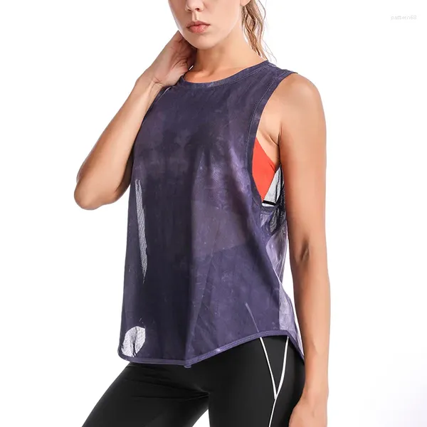 Camisas activas para mujeres chaleco deportivo de malla de malla de malla de yoga que corre una camiseta sin mangas sin mangas de tanques secos rápidos entrenamiento de gimnasio