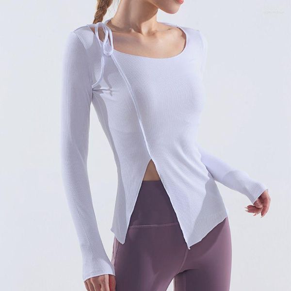 Chemises actives femmes T-shirts 2023 automne hiver à manches longues respirant auto-culture tempérament course Fitness Yoga Gym vêtements haut
