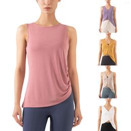 Camisas ativas femininas camisa de academia de ioga colete esportivo cor sólida secagem rápida sem mangas treinamento fitness top macio para corrida de verão