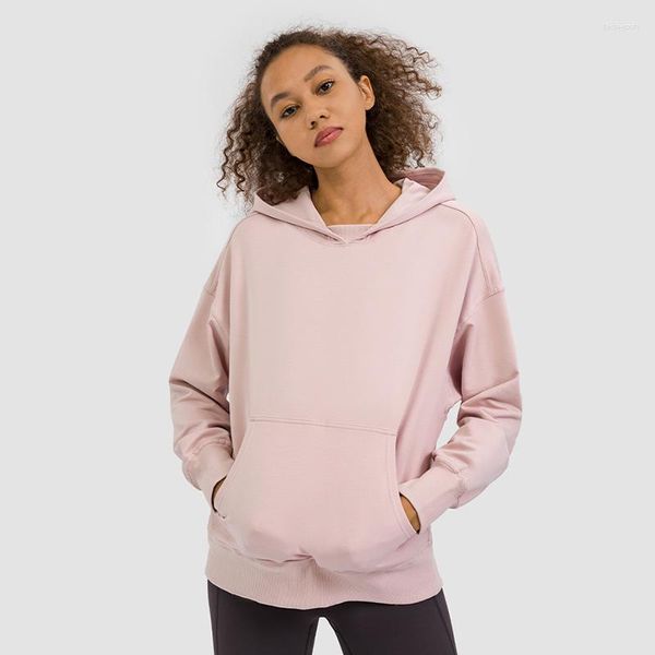 Chemises actives Femmes Yoga Long Man Man Man sur l'automne hivernale Loose Couleur solide chaude S Top Gym Training Veste Sweat-shirt décontracté décontracté