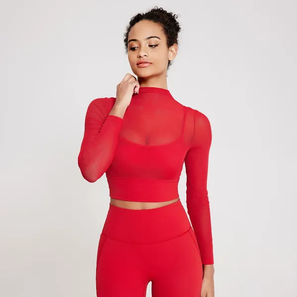 Chemises actives Wyplosz Yoga haut d'entraînement Sexy respirant course à manches longues chemise pour femmes culture gymnase Fitness pli noël rouge année cadeau