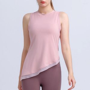 Chemises actives Yoga Pilates Top Asymétrique Sports Femmes 2023 Sport T-shirt Sans Manches Formation Porter Dames Sportswear Vêtements D'entraînement