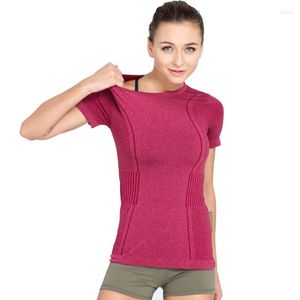 Active Shirts Yoga Short Women Summer T- Slim Fit For Sports Fitness Sleeve Top Womens Gym Shirt Sport Wear