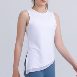 Chemises actives Yoga Top asymétrique Sports femmes gilet 2023 Sport t-shirt vêtements de Sport Pilates vêtements vêtements d'entraînement blanc rose bleu