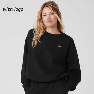 Actieve shirts yoga tops vrouwen kleding crew nek pullover comfortabele eenvoud solide kleur bemanningslange nek lange mouwen hoodie casual top