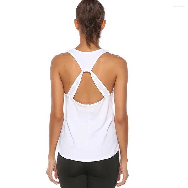 Chemises actives Yoga entraînement dos ouvert hauts dos nu t-shirt femme culture vêtements de sport femmes maillots de course à séchage rapide vêtements de fitness Singlet