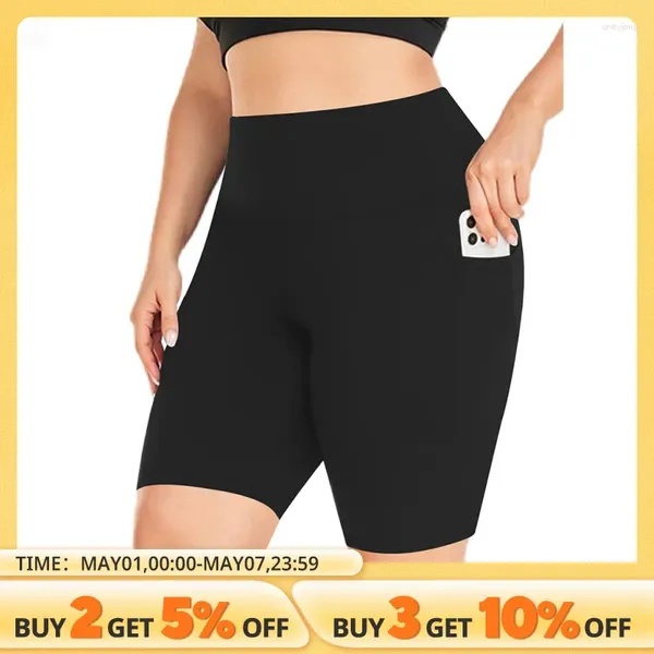Shorts actifs poche Amazon Pocket à cinq points Plus Leggings Summer Summer Women's Uster Stretch Fat MM Yoga Sports
