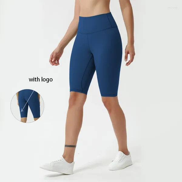 Pantalones cortos activos de cintura alta para mujer, mallas deportivas ajustadas para Yoga, con Logo, transpirables, elásticas, para deportes de equitación, Fitness