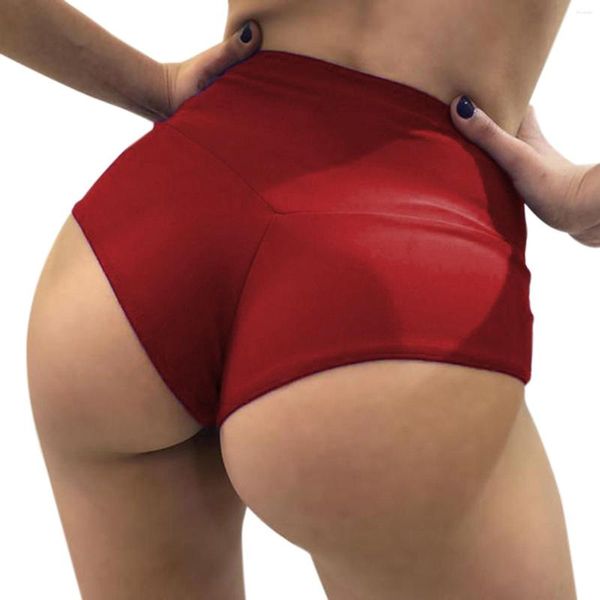 Shorts actifs taille haute fesses ventre sport Yoga pantalon couleur unie mince hanche Stretch pantalon cyclisme avec rembourrage Gym Leggings