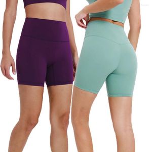 Actieve shorts High Taille Yoga Elastische Booty Biker Short Women Tummy Control Fitness Athletic Workout Running with Hidden Pocket