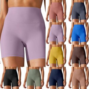 Shorts actifs taille haute pour femmes couleur unie entraînement Yoga athlétique adolescentes course exercice