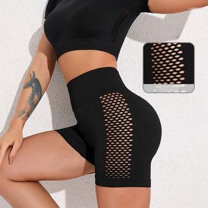 Shorts actifs Hanche Levage Sport Femmes Été Taille Haute Évider Pantalon De Yoga Maigre Bottoming Gym Fitness Cyclisme Leggings Sans Couture