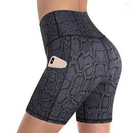 Pantaloncini attivi Stampati leopardati Sport Hip Lift Tasca per telefono Fitness Yoga Leggings corti da indossare per le donne Palestra Taglie forti