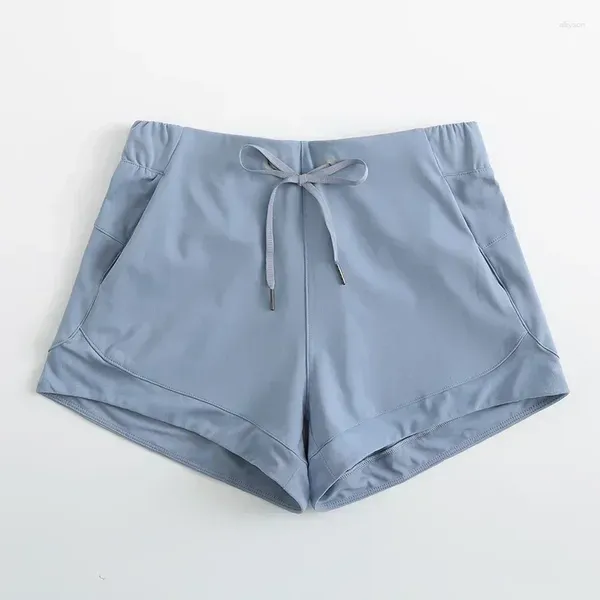 LU – short actif pour femmes, contrôle du ventre, Yoga, avec poches pour téléphone, Capris, entraînement, course à pied, couture en maille, tissu extensible dans 4 directions, sport