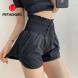 Shorts actifs Mitaogirl High Taist Sports Women's Women's Femme Anti-Glare Dining Fitness Training Pantalon à séchage rapide Usure