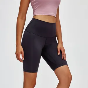 Shorts actifs plus taille haute pantalons de yoga de levage de hanche double face brossé stretch mince moitié femmes solides course sport fitness leggings