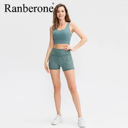 Actieve shorts Ranberone dames geprinte yoga short running training fitting gym leggings vrouw fitness hoge taille training kleding 2024