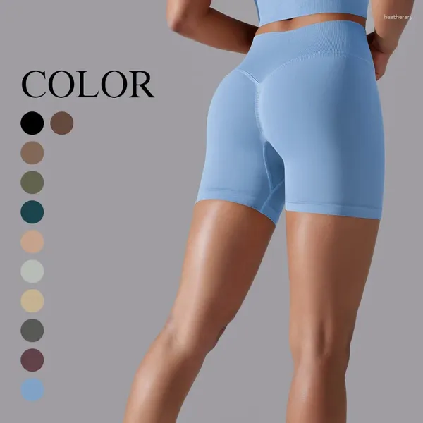 Pantalones cortos activos sin costuras para mujer, ropa de gimnasio profesional de LICRA, Fitness, elásticos, transpirables, levantamiento de cadera, deportes de ocio, mallas para correr