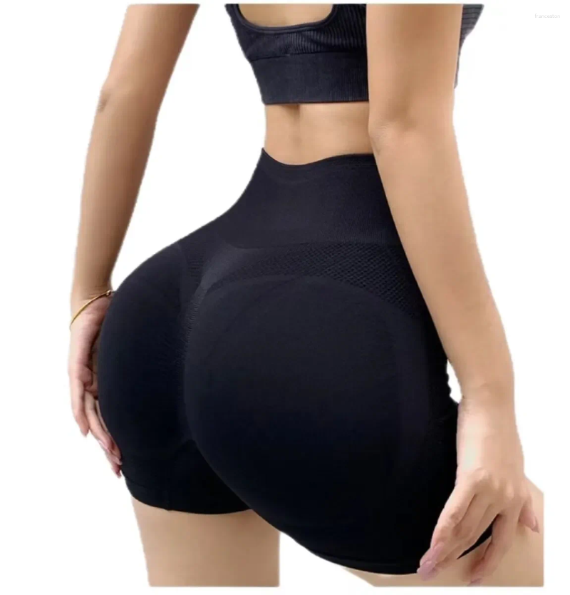 アクティブなショートパンツ用シームレススポーツレギンスズボンのタイツの女性服ハイウエストトレーニングスクランチフィットネスジムウェア