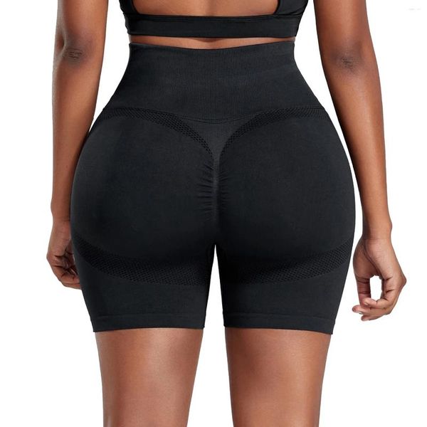 Shorts actifs Souppeur Yoga Fitness Femmes High Taist Gym Vêtements Push Up Hip Booty Sports Running Workout Leggings Smile Contour