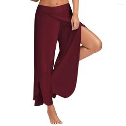 Short actif taille Sexy jambe large pantalon fluide femmes décontracté été longue Yoga ample