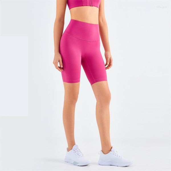 Shorts actifs couleur unie femmes Fitness sport taille haute Anti-roulis bord entraînement course cyclisme collants Gym Yoga vêtements respirants