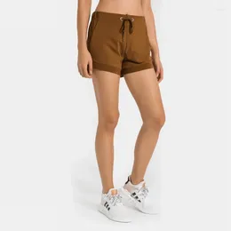 Shorts actifs Summer Gym Sports Femme Femme High Pocket Pocket Yoga DrawString Loose Cycling Running Push ups Fitness Clothing