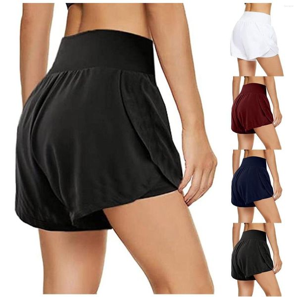 Shorts actifs été femmes taille haute jupe athlétique entraînement court Yoga pantalon poches élastiques décontracté sport