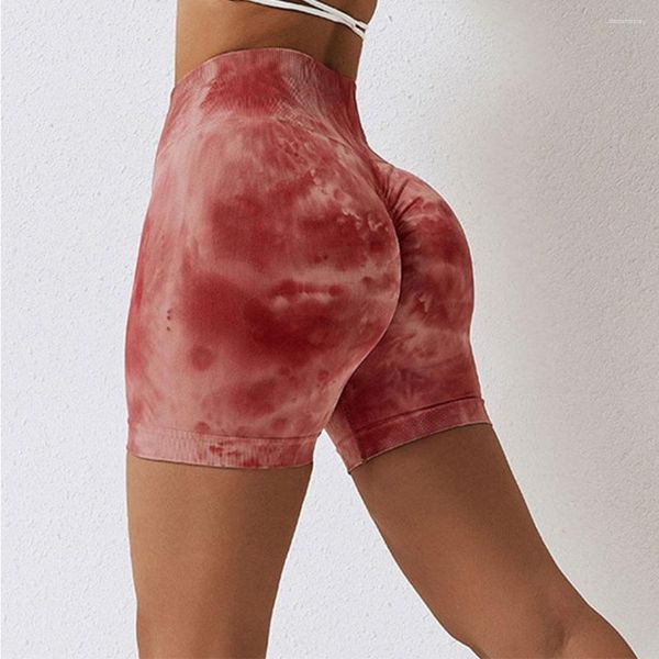 Pantaloncini attivi Tie Dye per collant da donna Push Up Bottino Allenamento Senza cuciture Fitness Sport Abbigliamento da palestra corto Yoga