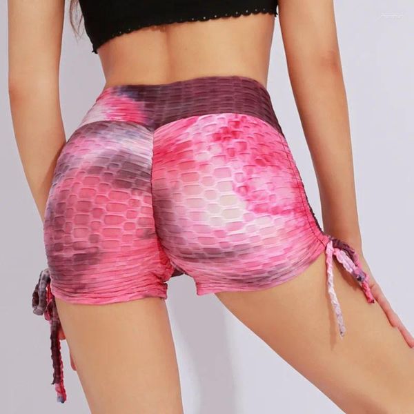 Shorts actifs yoga tie-dye pour femmes 2024 Vêtements de fitness d'été côté cordon de sport respirant