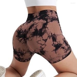 Pantalones cortos activos Tie Dye Yoga para mujer deportes al aire libre correr Fitness pantalones cómodos cintura alta elástico apretado