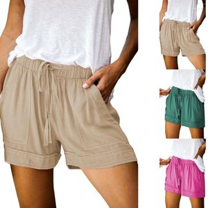 Actieve shorts Taille Trekkoord Dames comfortabele zakbroek Losse elastische pailletten voor dames Workout Tops met korte mouwen