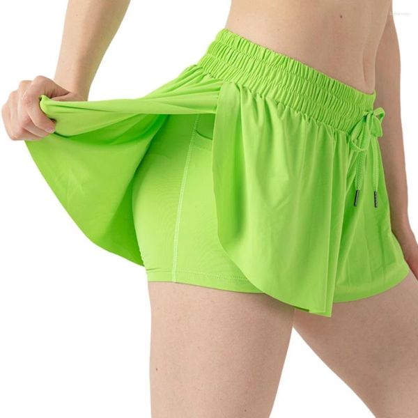 Shorts actifs femmes fluide athlétique course papillon mignon été 2 en 1 Mini jupes pour